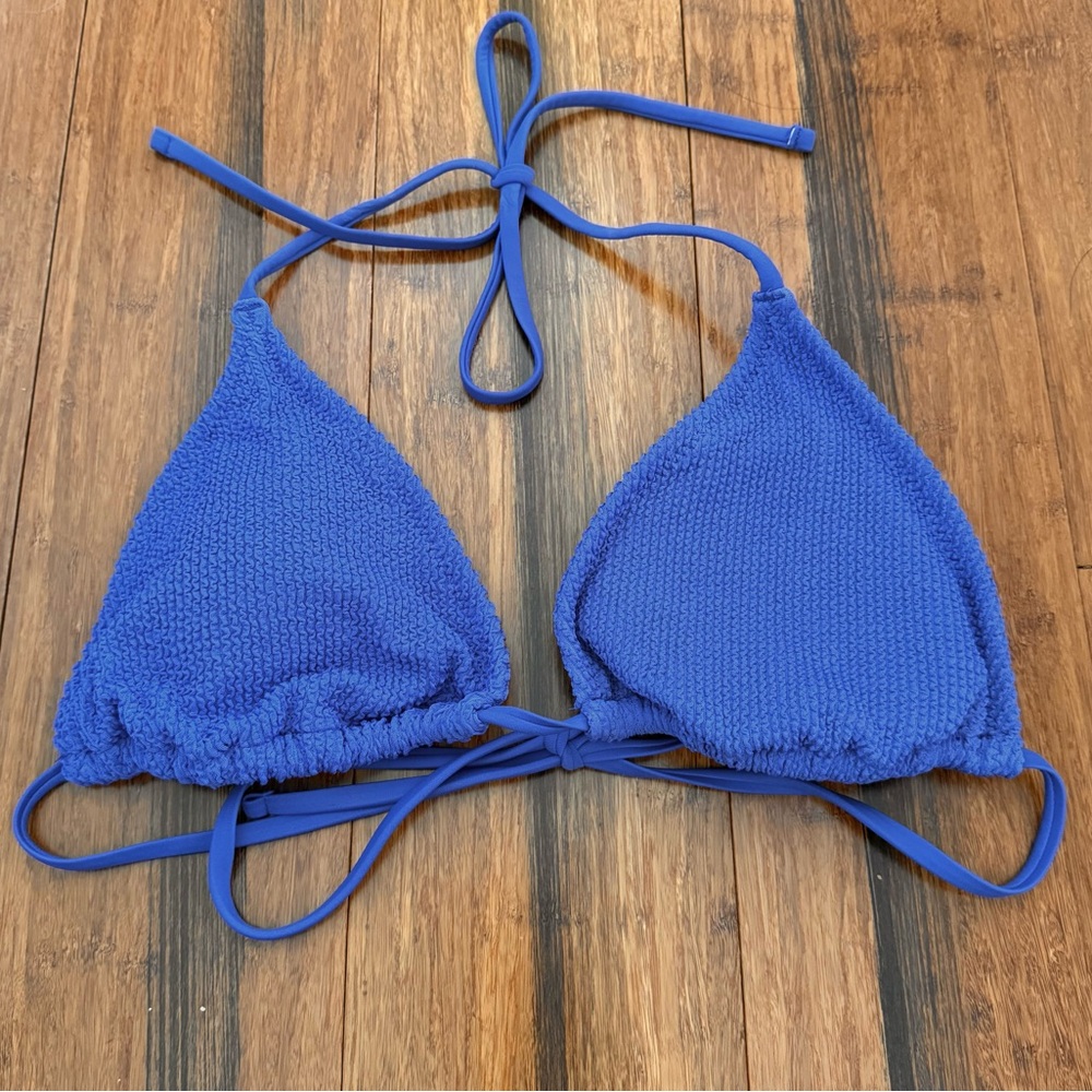 crinkle ribbed halter triangle bikini top